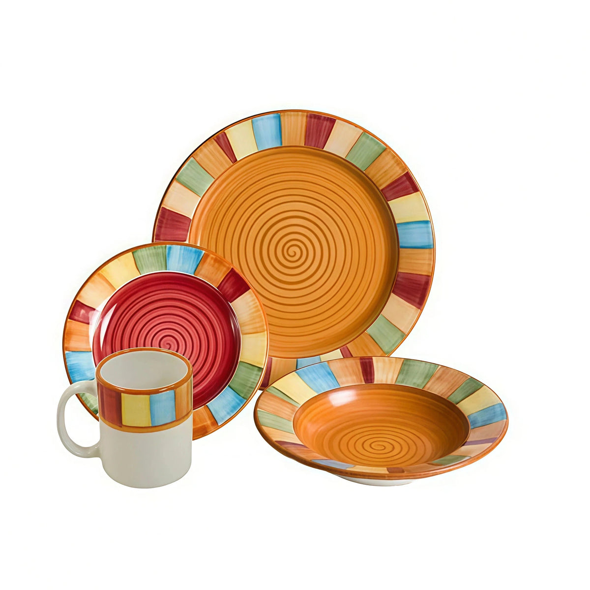 Colorful Spiral Pattern Ceramic Dinnerware Set