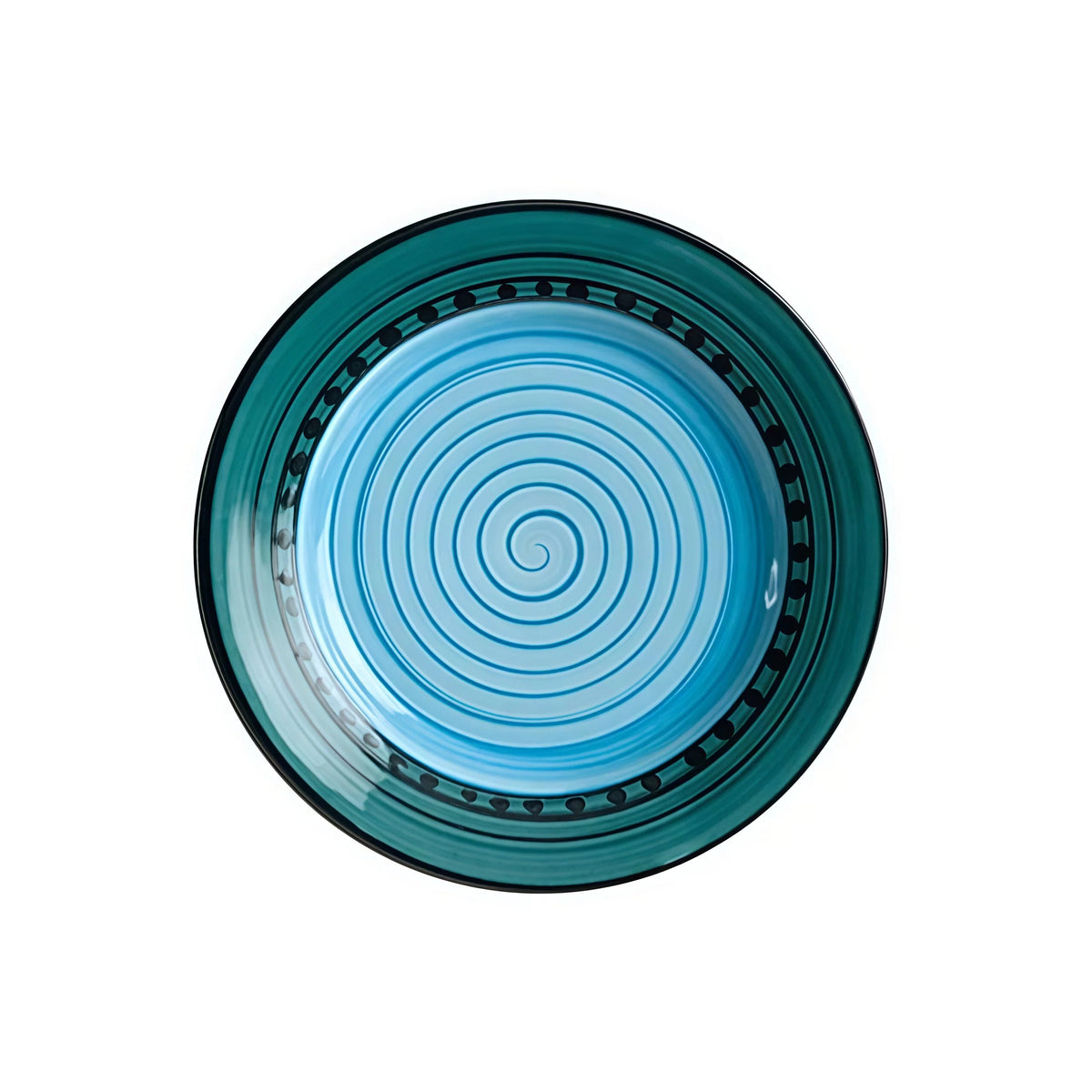 Cyan Blue Terracotta Edge Spotted Ceramic Dinnerware Set