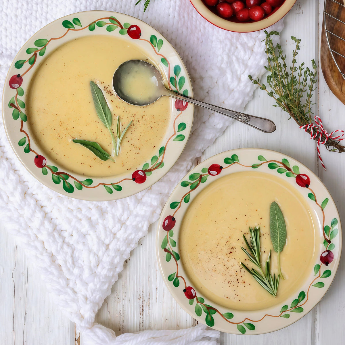 Hand-Painted Berry Vine Ceramic Plate
