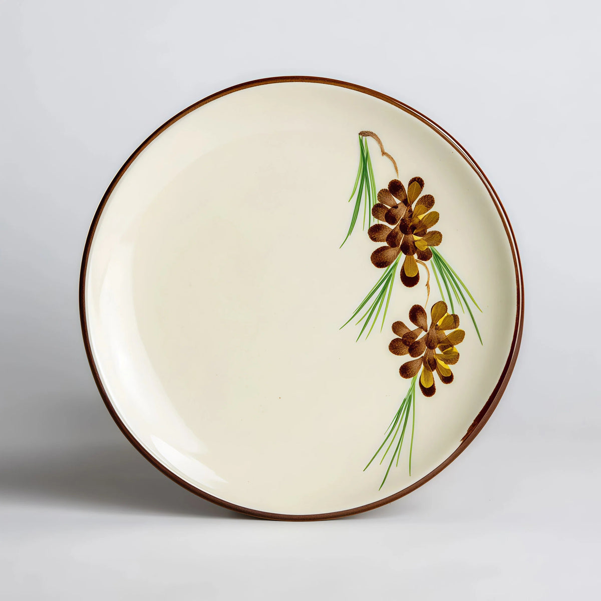 Hand Painted Pine Cone Ceramic Dinner Plate