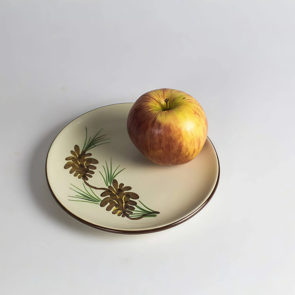 Hand Painted Pine Cone Ceramic Dinner Plate