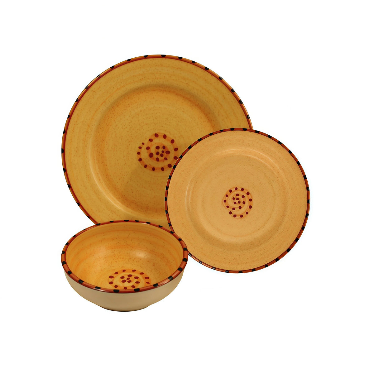 Mustard Yellow Handmade Polka Dot Ceramic Dinnerware Set