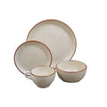 Off White Ceramic Dinnerware Set with Sandblasted Earth Edges