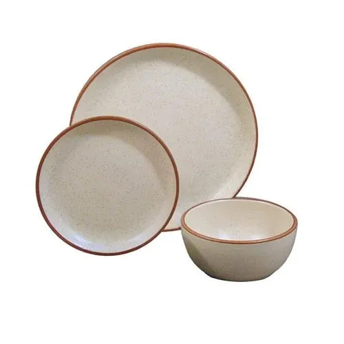 Off White Ceramic Dinnerware Set with Sandblasted Earth Edges
