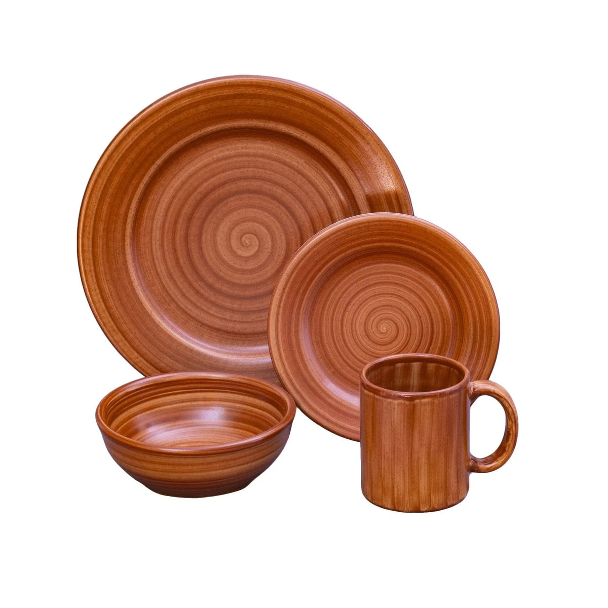 Vintage Swept Terracotta Ceramic Dinnerware Set
