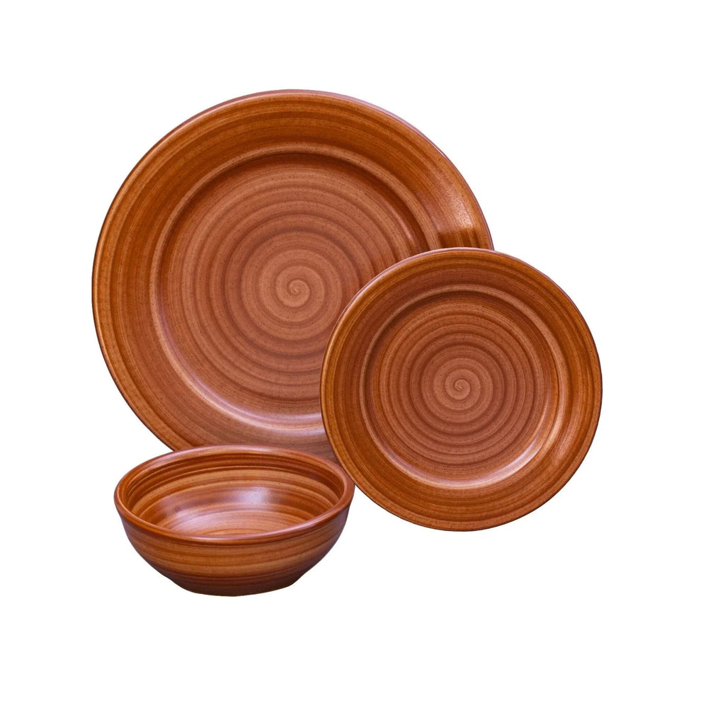 Vintage Swept Terracotta Ceramic Dinnerware Set