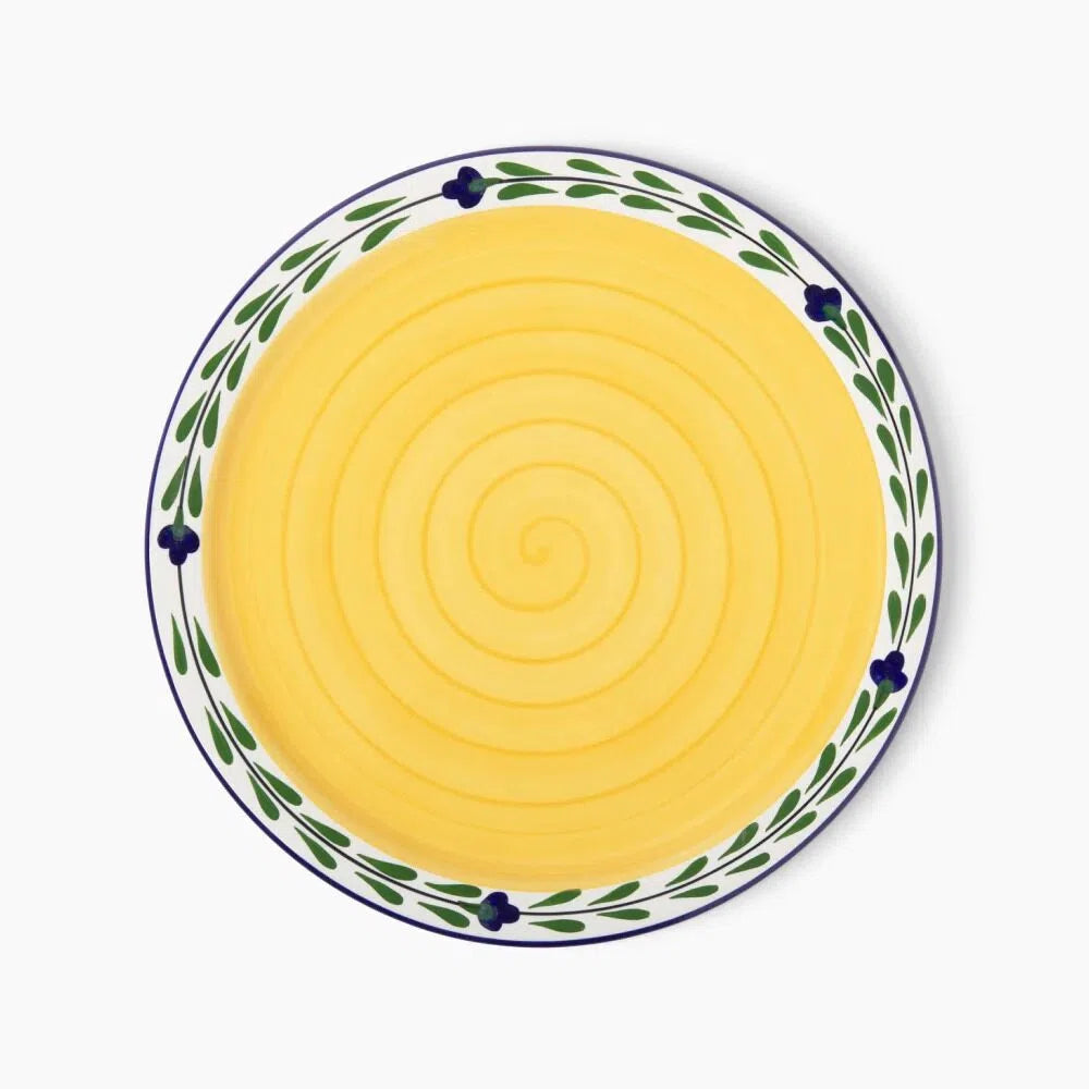 Yellow Hand Painted Vines Ceramic Dinnerware Set