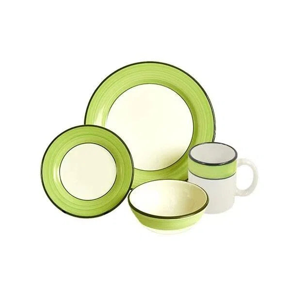 Green Swirled Edge Ceramic Dinnerware Set