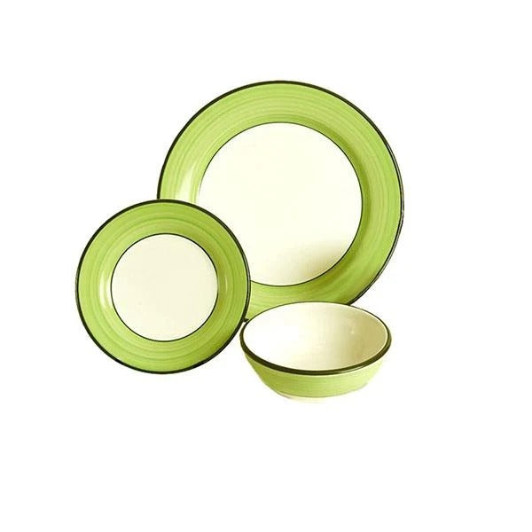 Green Swirled Edge Ceramic Dinnerware Set